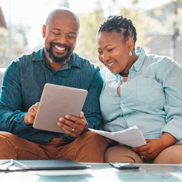 A couple using a tablet