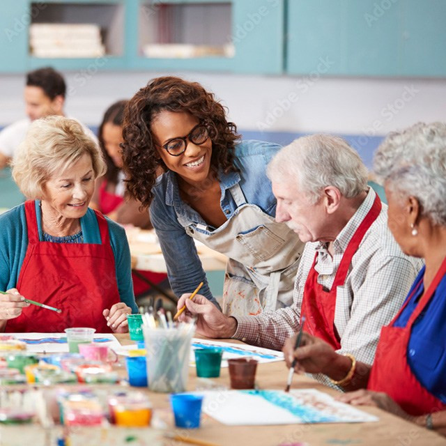 Seniors enjoying a community event